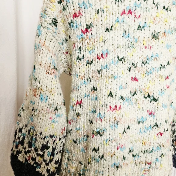 Anthropologie Gaia Sweater XXS COZY Blue Chunky Knit Confetti NWT Mock Neck - Picture 6 of 11